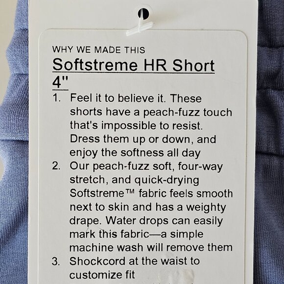 NWT LULULEMON OASB Oasis Blue Softstreme High Rise 4" Shorts 4 - Picture 7 of 7
